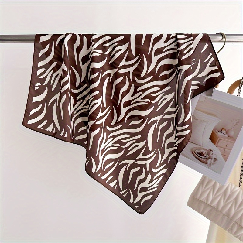 Image of Women's 27.56-inch Square Scarf-coffee/black Geometric Soft Turban | Lightweight Warm And Windproof | Japanese And Additions, Elegant Design, Suitable For Casual And Formal Dress
