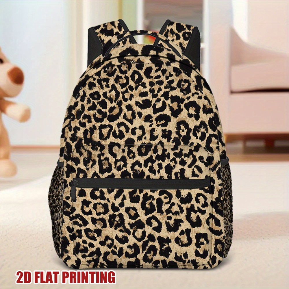 TEMU 1pc Leopard Print Backpack, Functional And Versatile, Perfect For Commuting, Shopping, And Travel, For Teenager