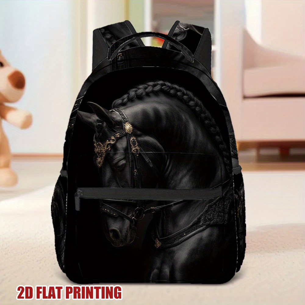 TEMU 1pc Black Backpack, Adjustable Straps And Spacious Compartments, Ideal For School And Travel, For Teenager