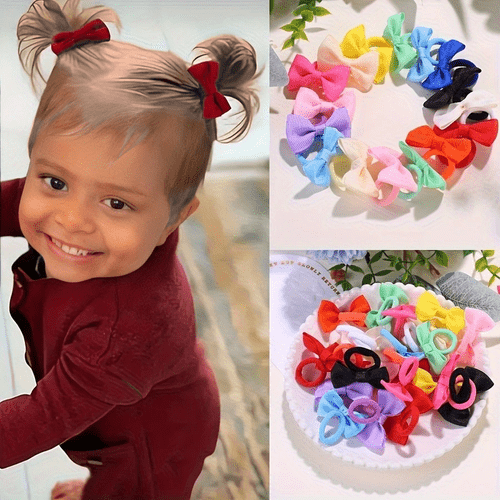 30 40pcs small hair ties s towel ring handmade bow hair rope does not hurt hair rubber band student hair additions headdress