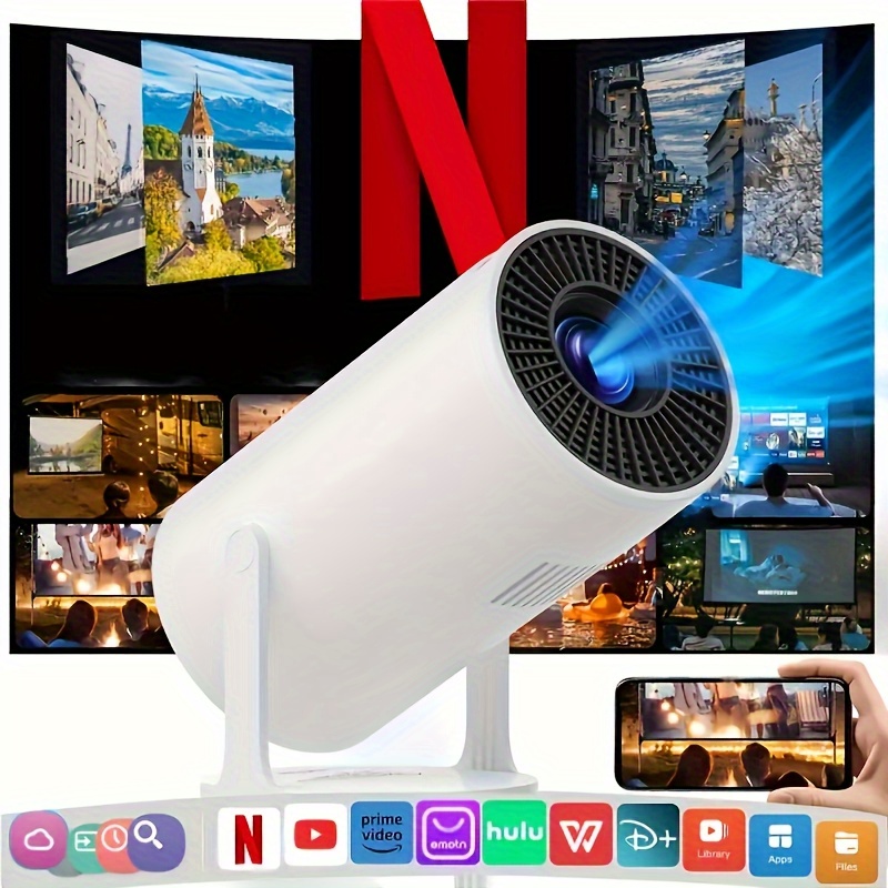 TEMU Mini Projector 4k 1080p Portable Projector With180 Rotatable 130 Inch Screen Movie Projector Suitable For Notebook Computers, Pc And Smart