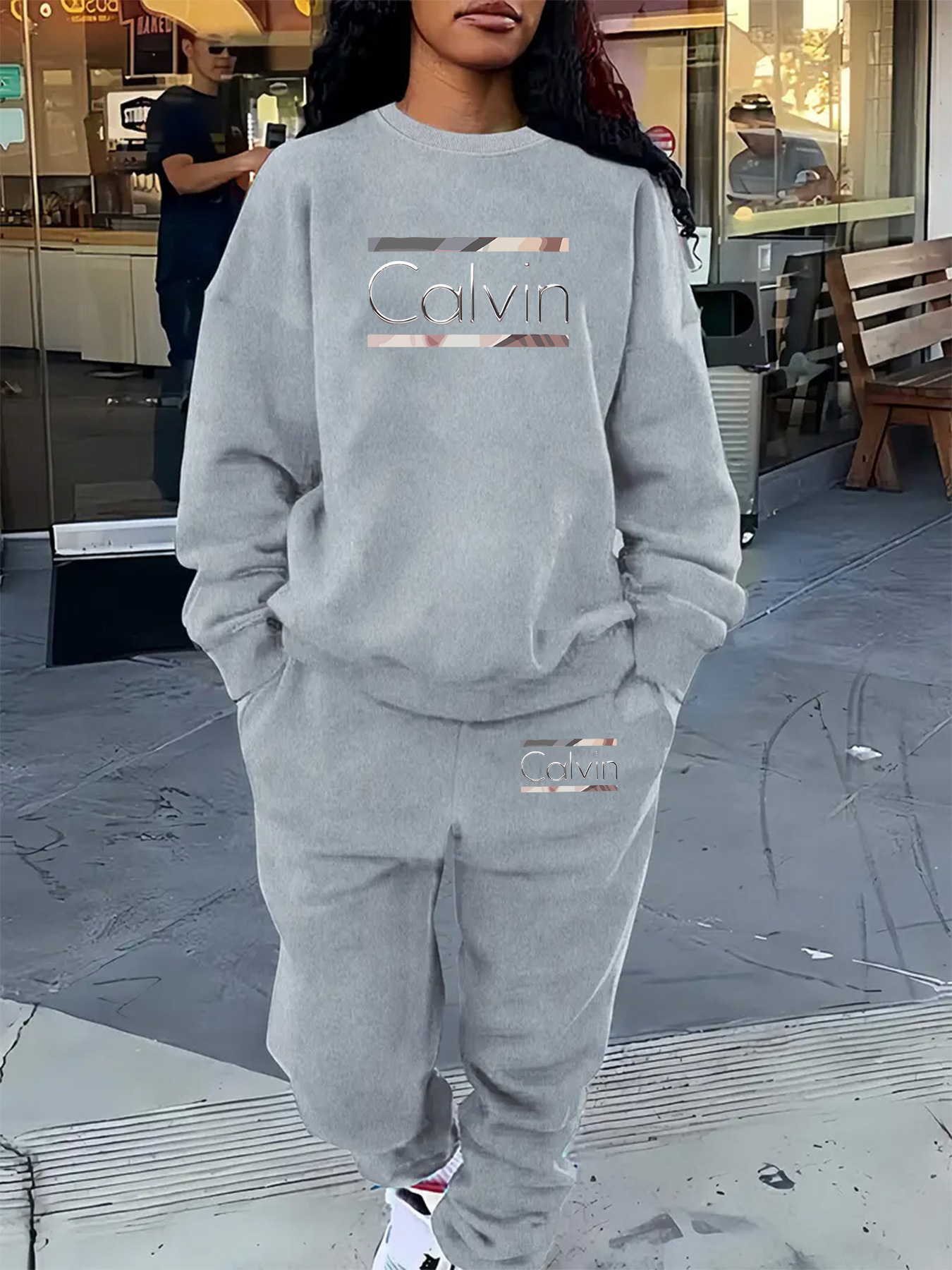 women's cozy fall winter casual sweatshirt jogger set Temu Mauritius