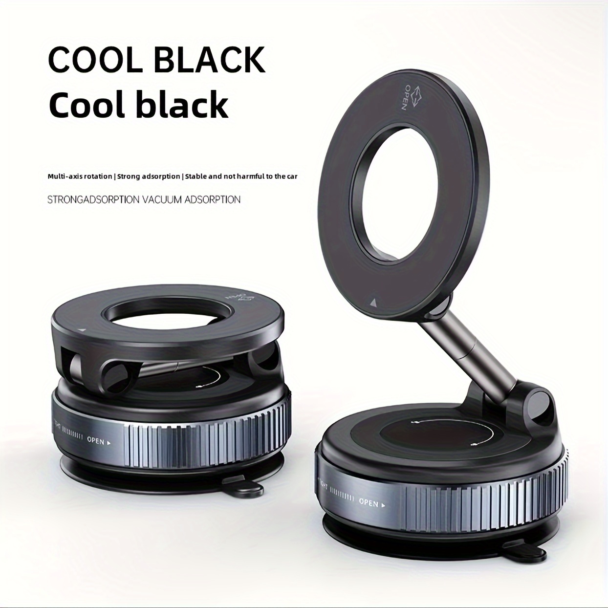 Super folding magnetic car mobile phone holder, vacuum suction cup rotates 360 ° strong magnetic attachment seat, multi-angle omni-directional adjustment suitable for cars, desktops, walls