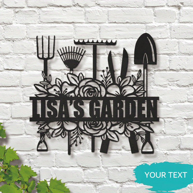 TEMU 1pc, Personalized Garden Sign, Garden Wall Art, Custom Garden Wall Decor, Outdoor Decor, Yard Decor, Mothers Day Gift, Garden Gate Sign