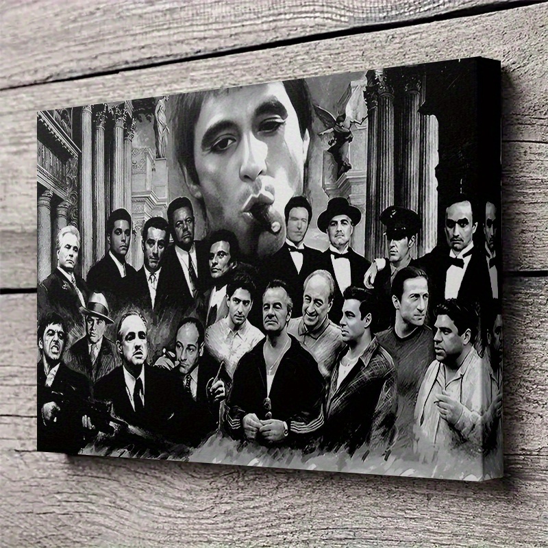 1 stuk Ingelijste Canvas Kunst met 'The Godfather' Film Poster, een Klassieke Gangster Film