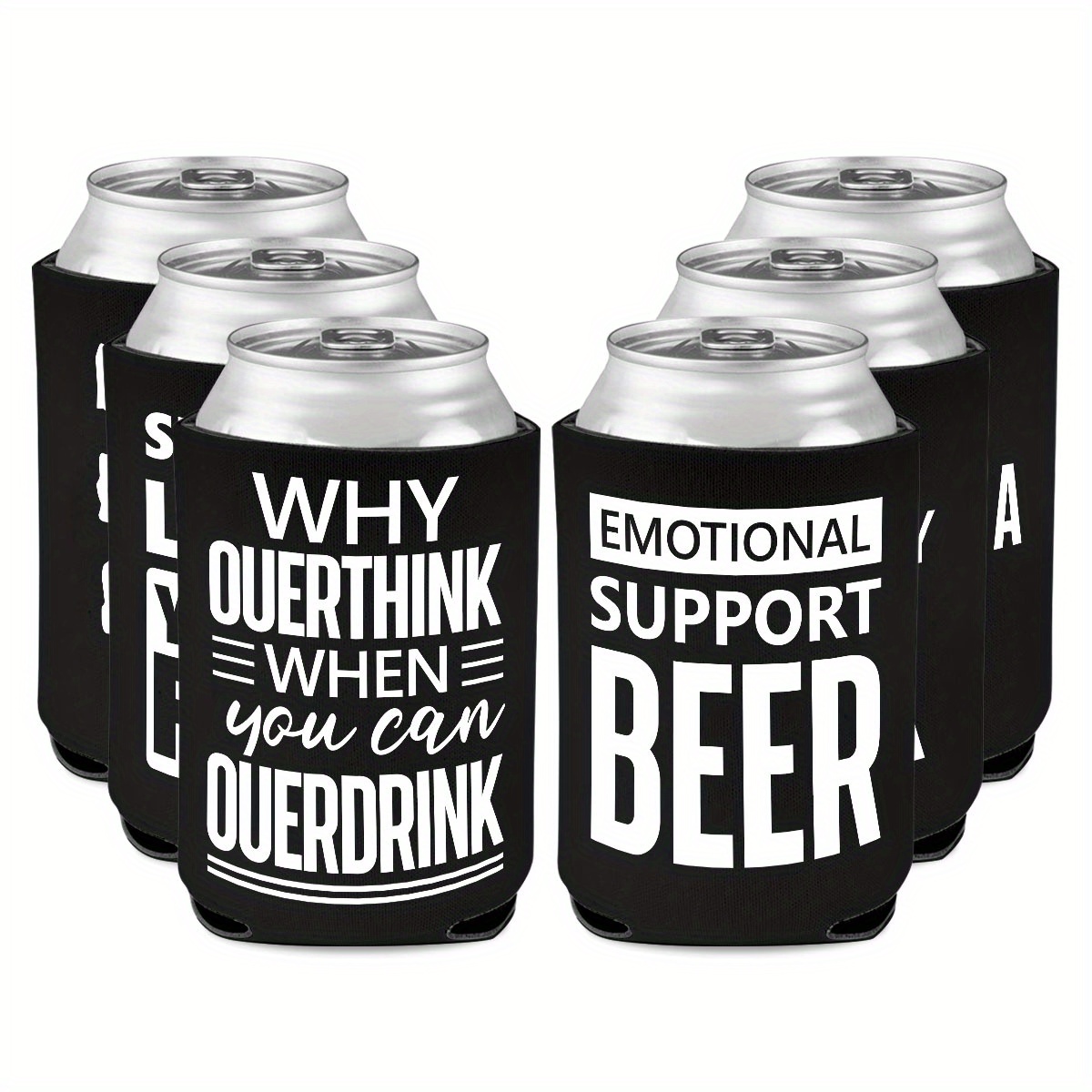 TEMU 6pcs Neoprene Can Coolers With Hilarious Beverage Themed Quotes Insulated Drink Sleeves For Soda & Beer, Ideal For Parties