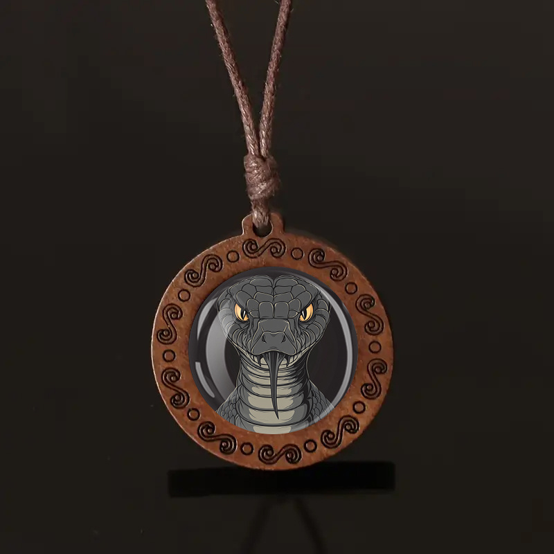Black Snake Pendant Necklace, Adjustable Cord, Unisex