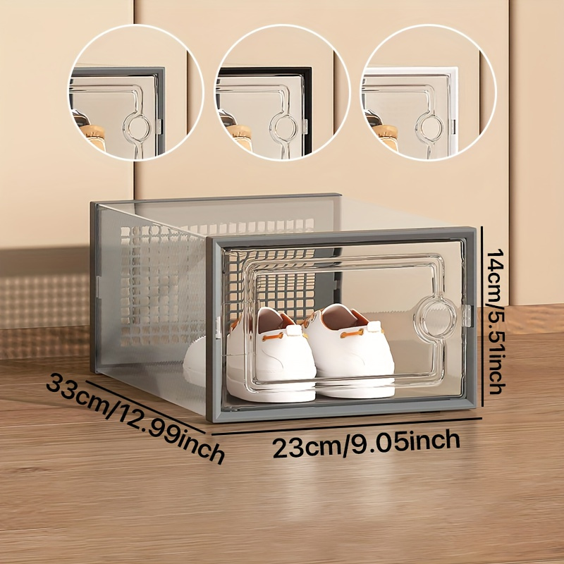 24 12 6pcs thickened transparent shoe box with lid foldable shoe rack stackable shoe rack free combination plastic sneaker saving storage organizer suitable for purposes such as entrance bedroom home Product details 8