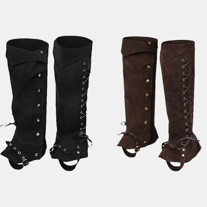 Couvre-Bottes Médiéval Pirate - Cuir Synthétique - Adjustable 38-62cm - Pour Cosplay Renaissance Halloween