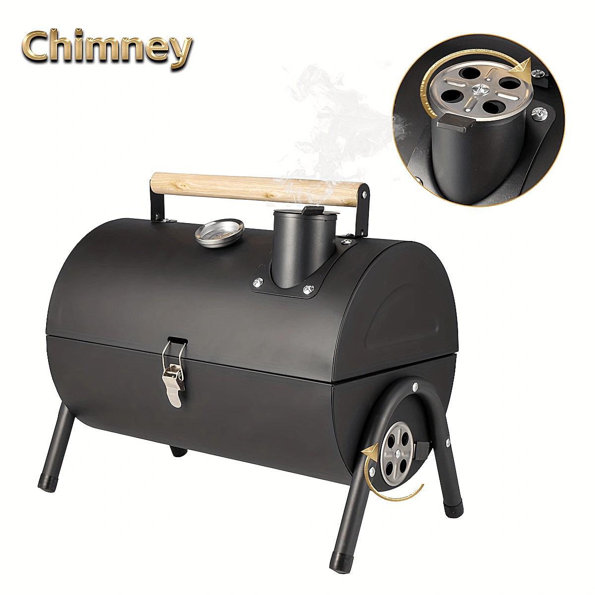  portable charcoal grill multi functional metal bbq with lacquered wooden handle and kickstand ideal for camping backyard parties picnics and travel camping grill rustic charcoal grill sturdy charcoal charcoal grill Product details 1