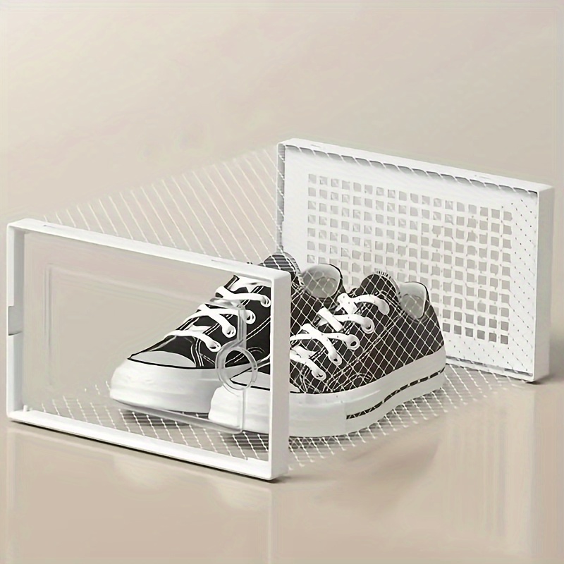 24 12 6pcs thickened transparent shoe box with lid foldable shoe rack stackable shoe rack free combination plastic sneaker saving storage organizer suitable for purposes such as entrance bedroom home Product details 7