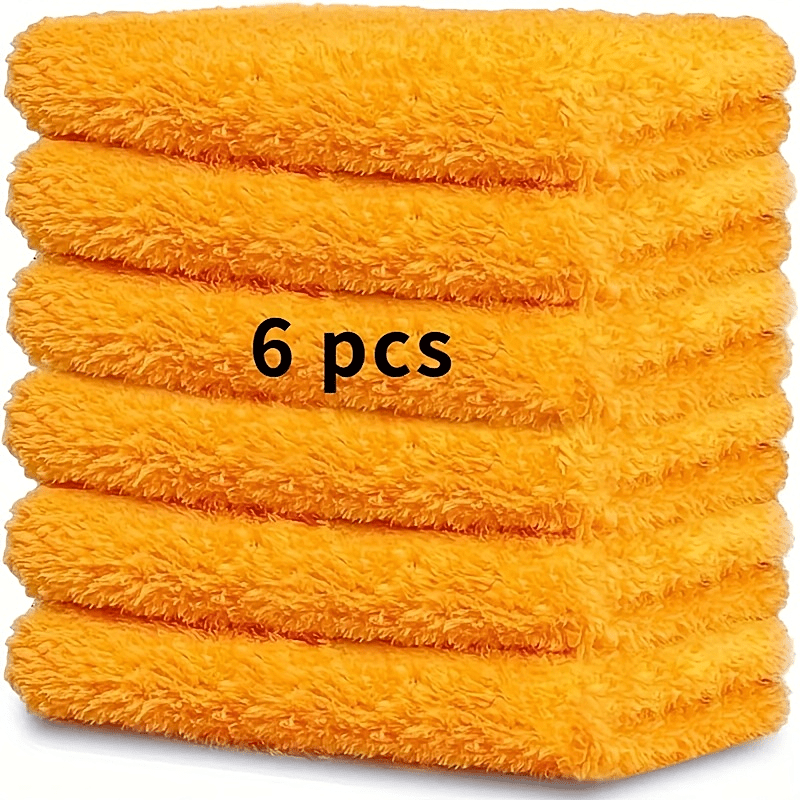 Image of 6pcs, Microfiber Towel For Car Detailing Wash Polishing, Super Absorbent Premium Long Pile Microfiber Cloth For Home Cleaning And Pet Drying