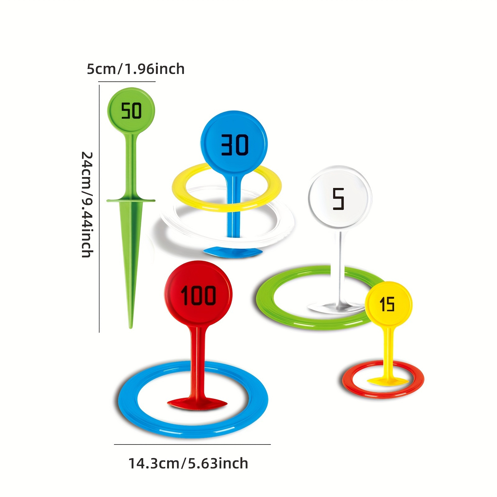 Colorful Rainbow Ring Toss Game Set for Teens & Adults - Durable PVC Outdoor Fun with Rotating Blue, Green, Yellow, Red & White Rings - Perfect for Beach, Garden, Lawn & Backyard - Ideal Christmas, Halloween, Thanksgiving Gif