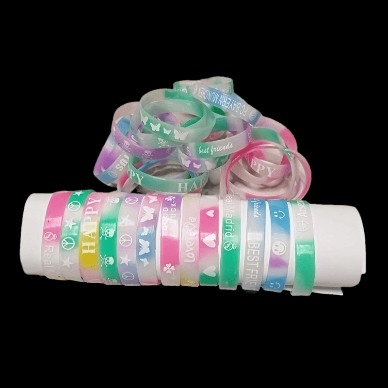 4pcs Glow in Dark Silicone Rings Colorful Party Accessories