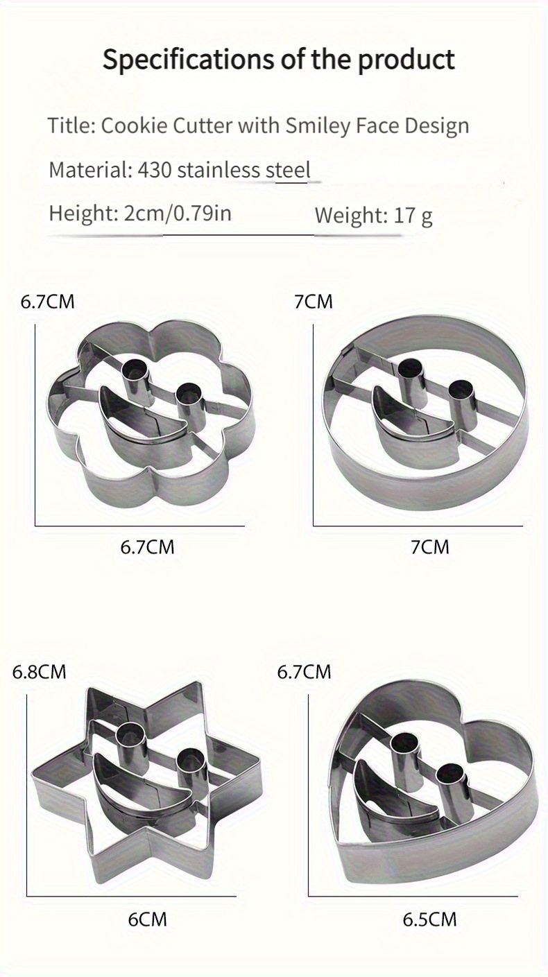 stainless steel   face cookie cutter diy 4pcs set molds cutting baking tools for kitchen restaurant back to   easter halloween christmas   fruit mold Product details 5