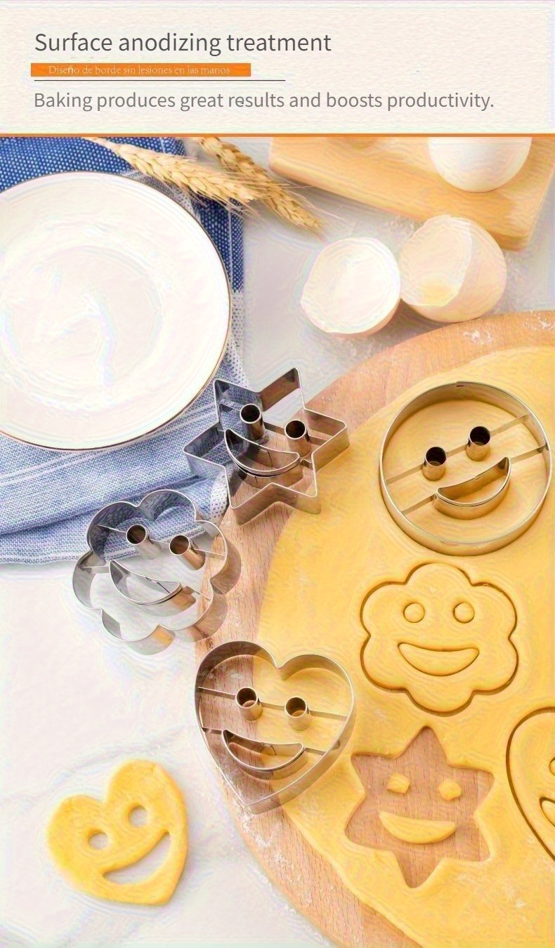 stainless steel   face cookie cutter diy 4pcs set molds cutting baking tools for kitchen restaurant back to   easter halloween christmas   fruit mold Product details 1