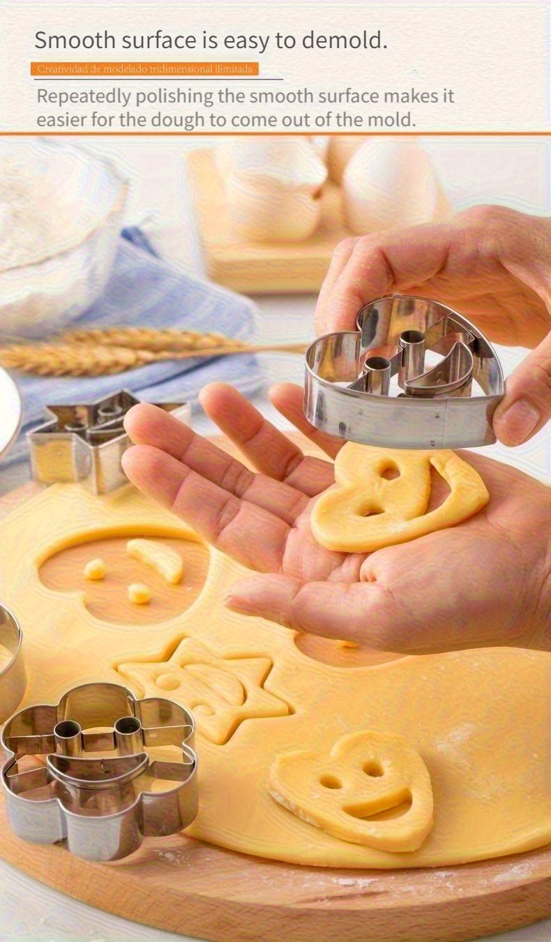 stainless steel   face cookie cutter diy 4pcs set molds cutting baking tools for kitchen restaurant back to   easter halloween christmas   fruit mold Product details 3