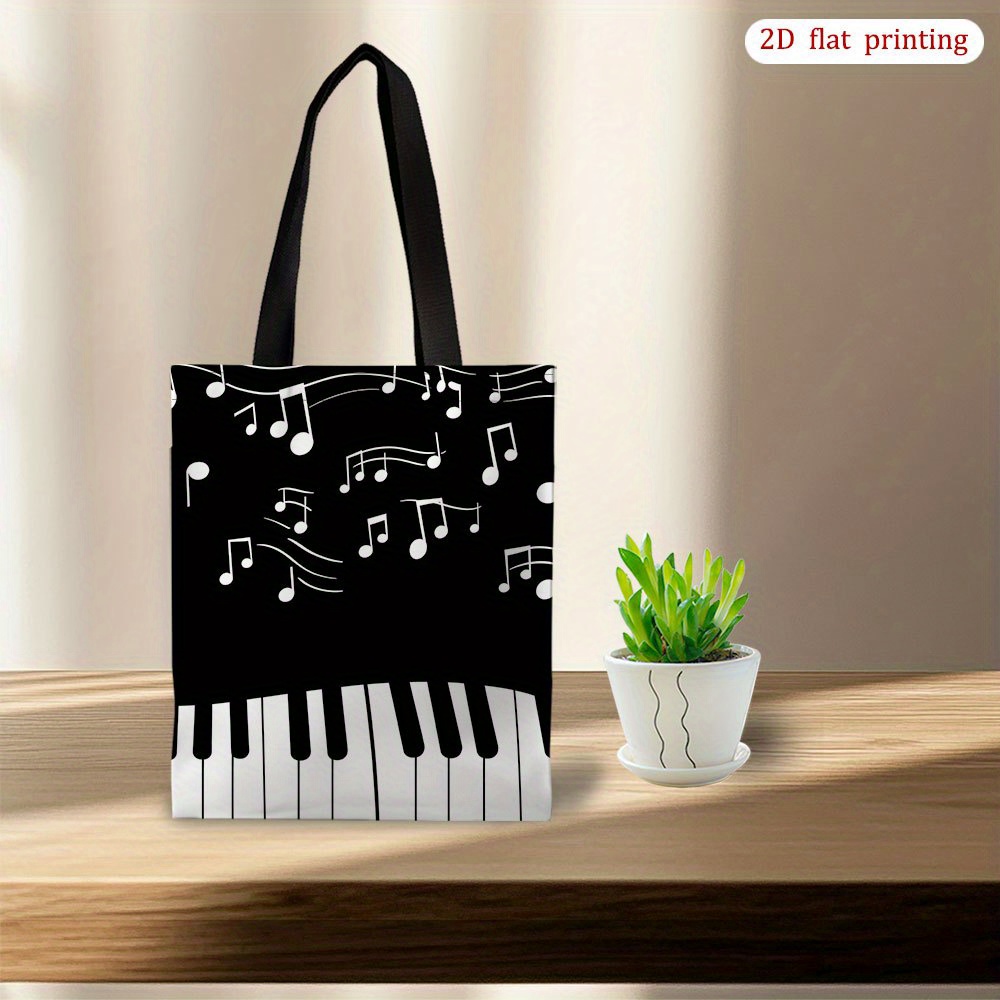 TEMU A Handbag Featuring Note And Piano Keyboard Design, Shoulder Bag, Multifunctional Shopping Tote, Perfect Casual Purse For Work And Everyday Use,