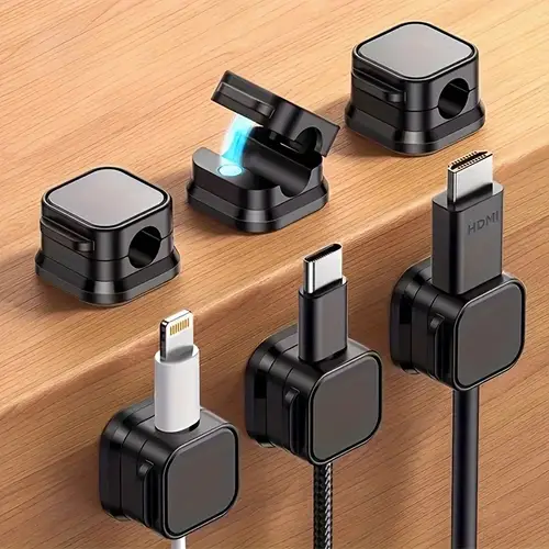 6pcs adjustable pp magnetic cable clip non slip pvc cable organizing box suitable for office desk car and home wiring fixed storage practical gadget