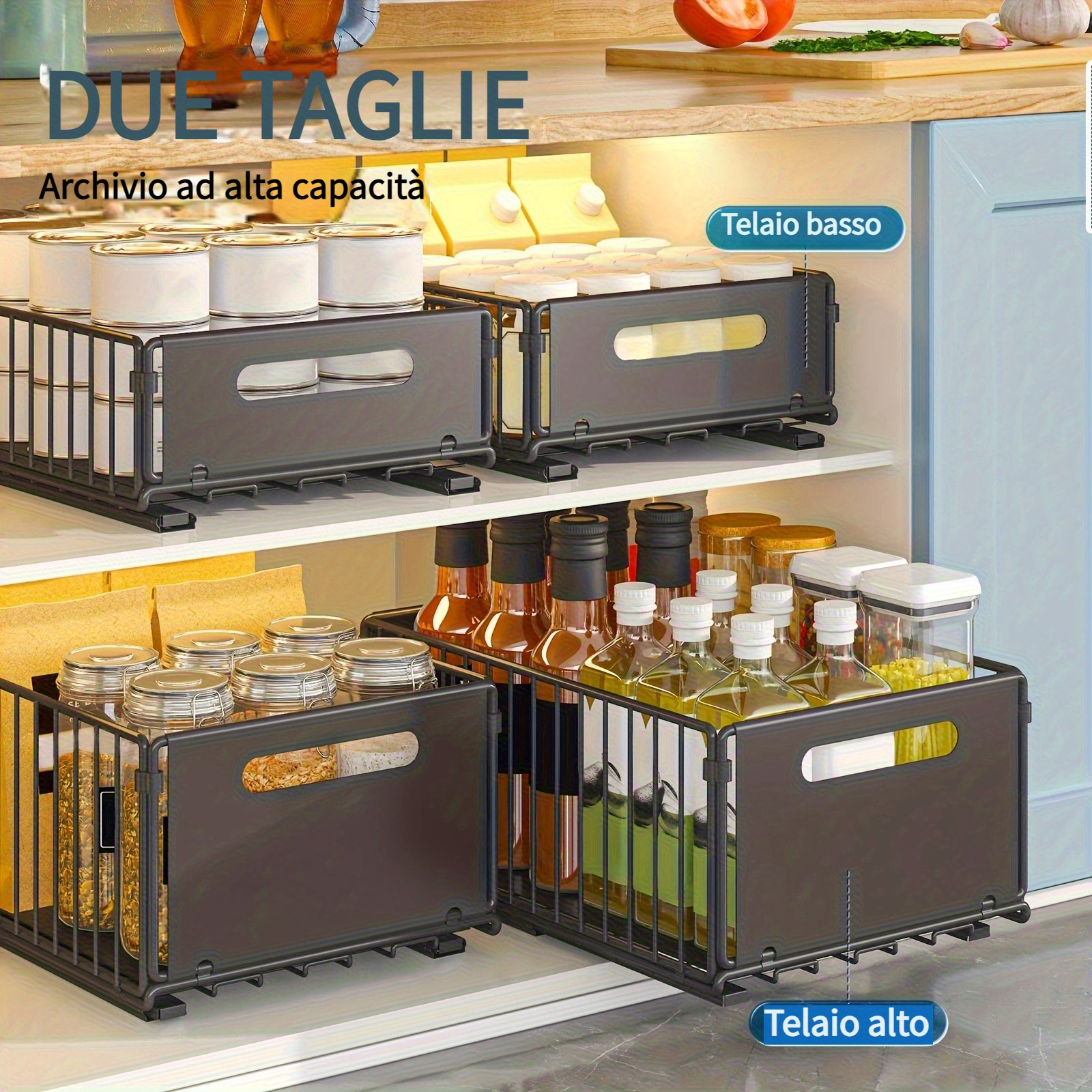 KOLENSA Cassetto Portaoggetti A 2 Livelli Estraibile In Metallo – Per Cucina, Bagno, Ufficio E Scrivania