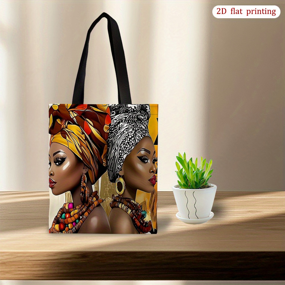 TEMU 1pc [2d Flat Printing] Colorful African Geometric Shoulder Handbag - Lightweight Casual Shopping Bag For Travel And Beach - Versatile Tote Bag