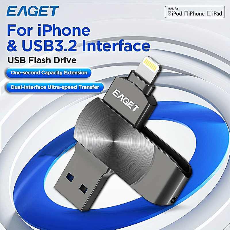Clé USB 128Go Pour IPhone/iPad – Lightning Et USB-C/Android/PC – Argent