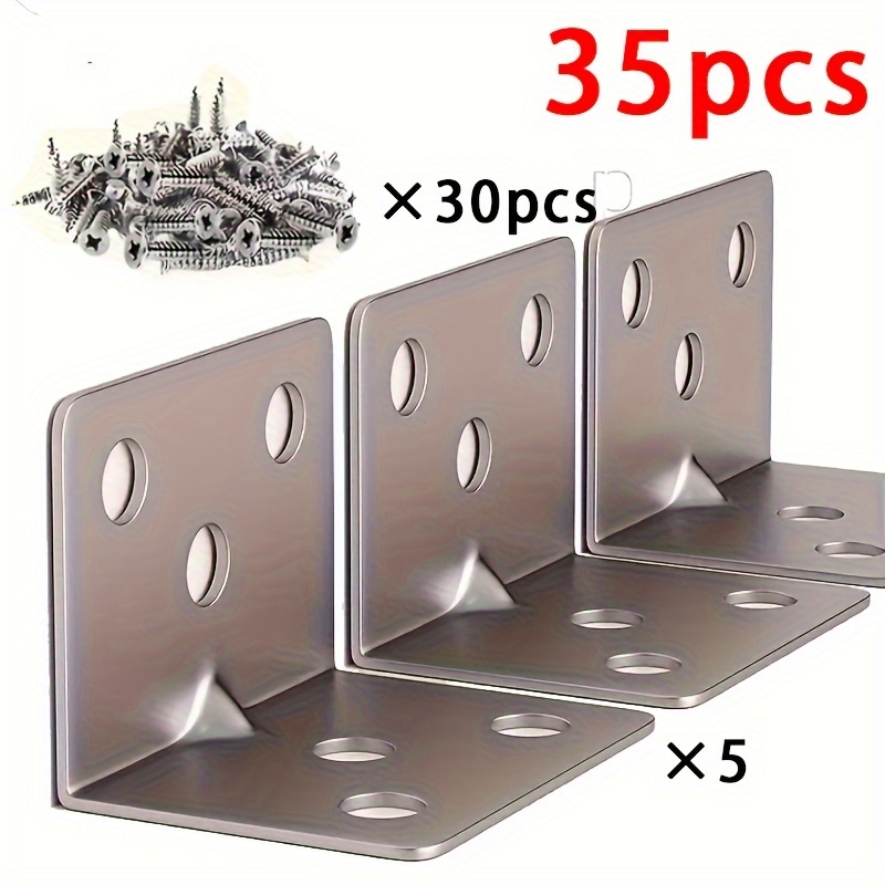 35pcs Angle Set, 5 Angle Codes + 30 Screws 90 Degree L-shaped Angle Brackets, Connectors For Furniture And Shelves