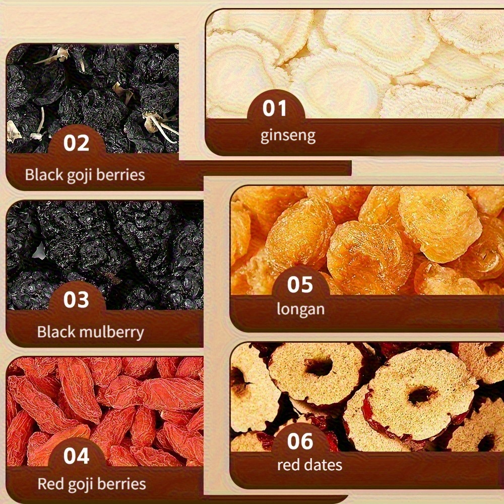 SIFANGDA Ginseng Mulberry Wolfberry Longan Tea 100g (5g×20pcs) – Nourish Your Complexion Year-Round. Mixed Tea Bags, Perfect Holiday Gift, Daily Hydration, Seasonal Wellness, Natural Blend, Convenient Packaging, Premium Quality, Handcrafted Blend