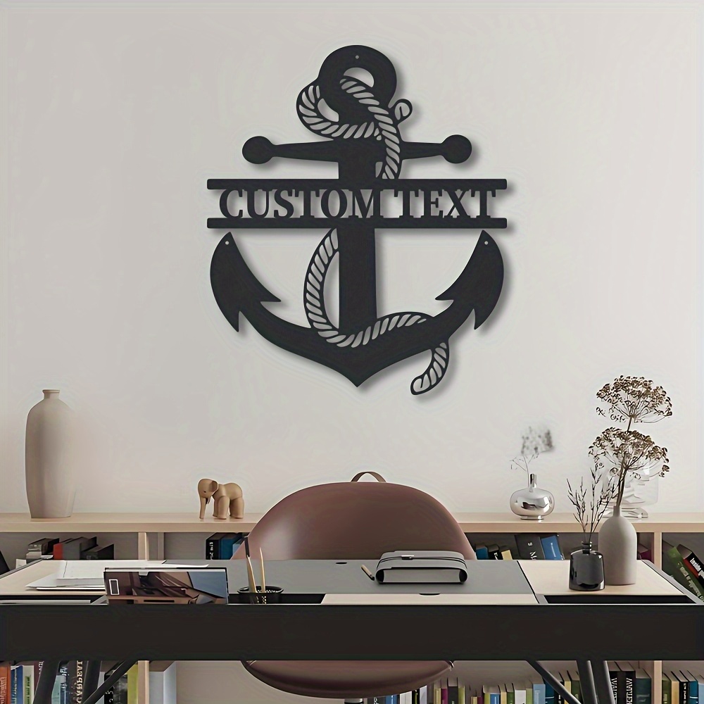 TEMU Customizable Anchor Metal Wall Art Decor, Personalized Vintage Nautical Home Decoration, Custom Fashion Gift For Indoor/outdoor Hanging Decor,