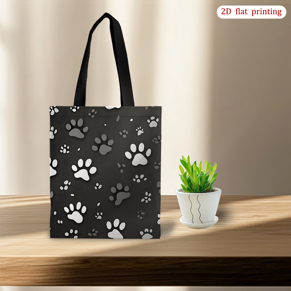 TEMU 1pc Dog Tote Bag - Stylish Black With White , Large Capacity For Daily , Perfect Gift For Pet Lovers On Birthdays, Thanksgiving, Valentine's Day, Small Purse