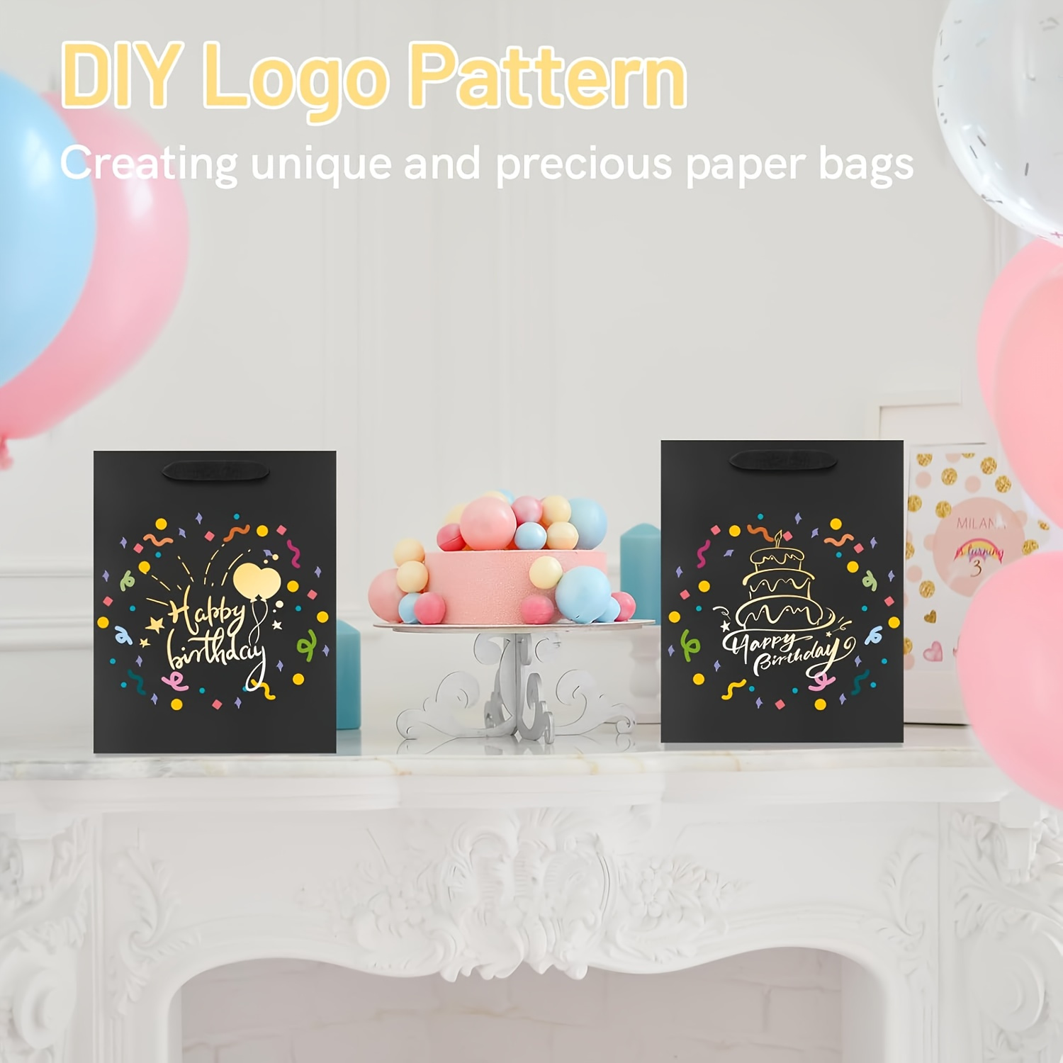 10pcs Elegant Black Paper Gift Bags with Sturdy Handles - Multiple Sizes for Weddings, Birthdays, Parties, Retail & Events - Durable Design for Shopping, Trinkets, Gift Wrapping & Retail Packaging, Reinforced Edges, Event Supplies, Stylish Packaging, Highquality Packaging, Wedding Planners