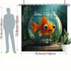 1pc whimsical goldfish in fishbowl shower curtain polyester home decor with 12 hooks vibrant orange goldfish washable durable for bathroom or bathtub 70 8x70 8inches bathroom deco