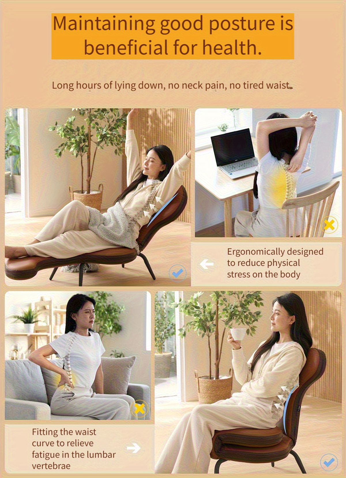 multifunctional mermaid sofa lounge chair ergonomic recliner with adjustable backrest portable   room bedroom balcony outdoor use synthetic   leather metal frame easy   no   brown recliner chair bedroom relaxation modern interior durable construction home relaxation minimalist style   materials home decor lovers Product details 3