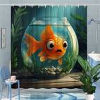 1pc whimsical goldfish in fishbowl shower curtain polyester home decor with 12 hooks vibrant orange goldfish washable durable for bathroom or bathtub 70 8x70 8inches bathroom deco