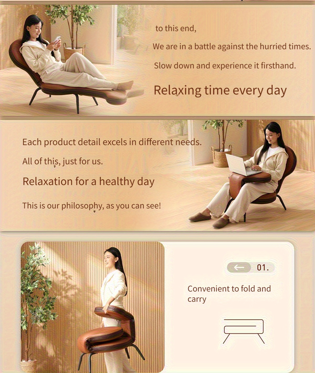 multifunctional mermaid sofa lounge chair ergonomic recliner with adjustable backrest portable   room bedroom balcony outdoor use synthetic   leather metal frame easy   no   brown recliner chair bedroom relaxation modern interior durable construction home relaxation minimalist style   materials home decor lovers Product details 5
