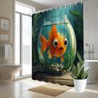 1pc whimsical goldfish in fishbowl shower curtain polyester home decor with 12 hooks vibrant orange goldfish washable durable for bathroom or bathtub 70 8x70 8inches bathroom deco