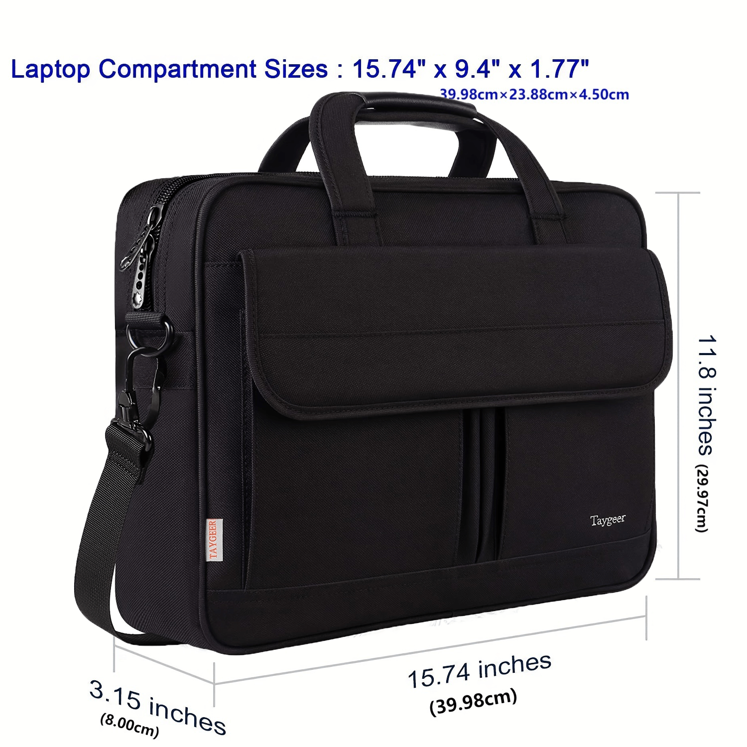 15.6 inch laptoptas, zak en diensttas voor mannen vrouwen, messenger schoudertas met riem, duurzame kantoor tas, draagbare laptopkoffer voor computer/notebook, cadeaus voor mannen 3