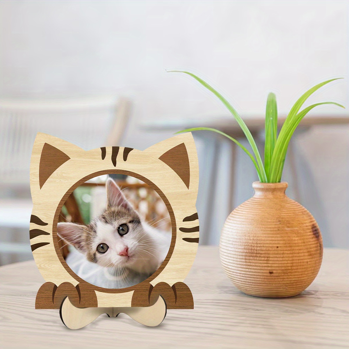 TEMU 1pc Pet Photo Frame Wooden Cute Photo Frame Table Decoration Memorial Frame Sympathy Gift For , Pet Loss Keepsake Photo Frame