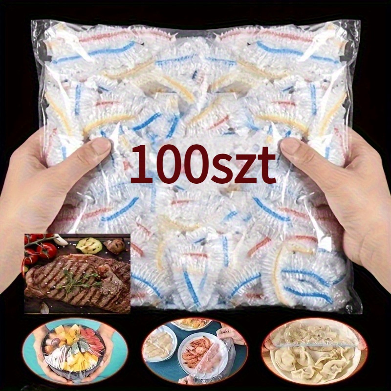 zdjęcie przedmiotu Ekstra Duża Folia Spożywcza do Przechowywania Żywności - 100 szt., 38,0x38,0 cm Wielorazowa Elastyczna Pokrywa do Misek do Przechowywania i Przygotowywania Posiłków