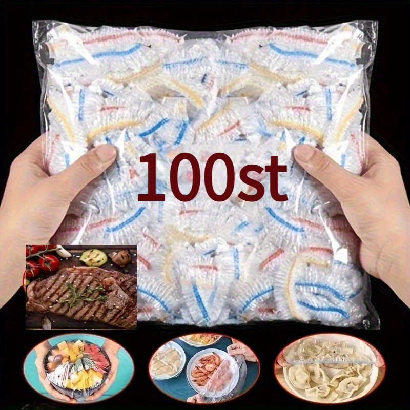 artikel foto Extra Grote Voedselveilige Plastic Vershoudfolie - 100 stuks, 38,0x38,0 cm Herbruikbare Elastische Komafdekking voor Voedselopslag en Maaltijdbereiding