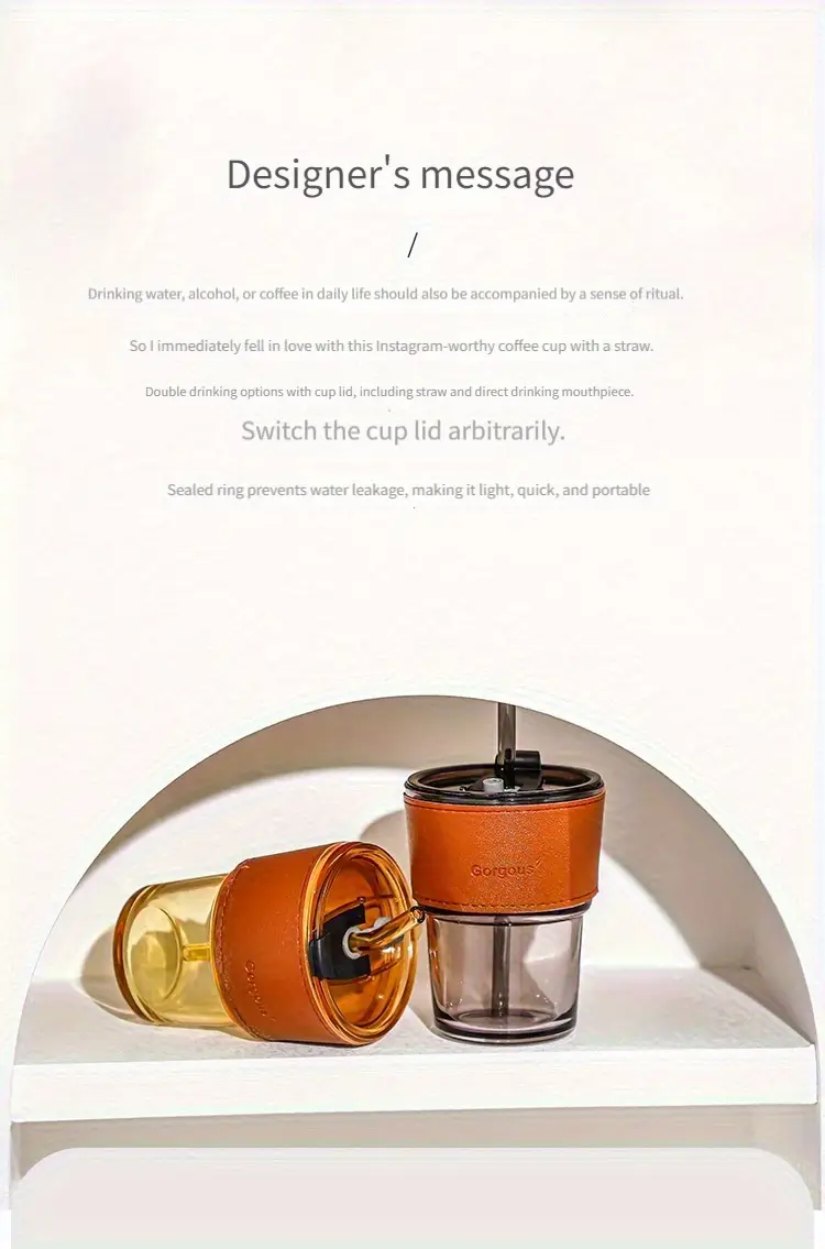 reusable glass water cup with lid glass straw 350ml 12oz bpa free tumbler leakproof for iced coffee dishwasher safe for home christmas warehouse office drinkware home beverage container stylish drinkware minimalist tumbler hand wash only durable glassware portable drinkware travel essentials Product details 1