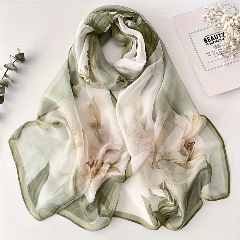 gradient lily summer beach scarf elegant floral Temu Pakistan