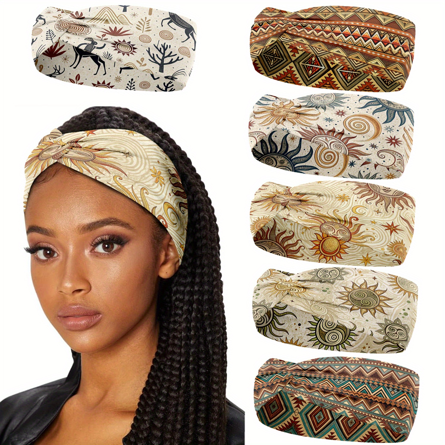 TEMU 6pcs Headbands For Women - Stylish Sports Hair Bands For Women's Hair - Soft Stretchy Headbands For Women For Yoga, Outdoor Exercise Running,