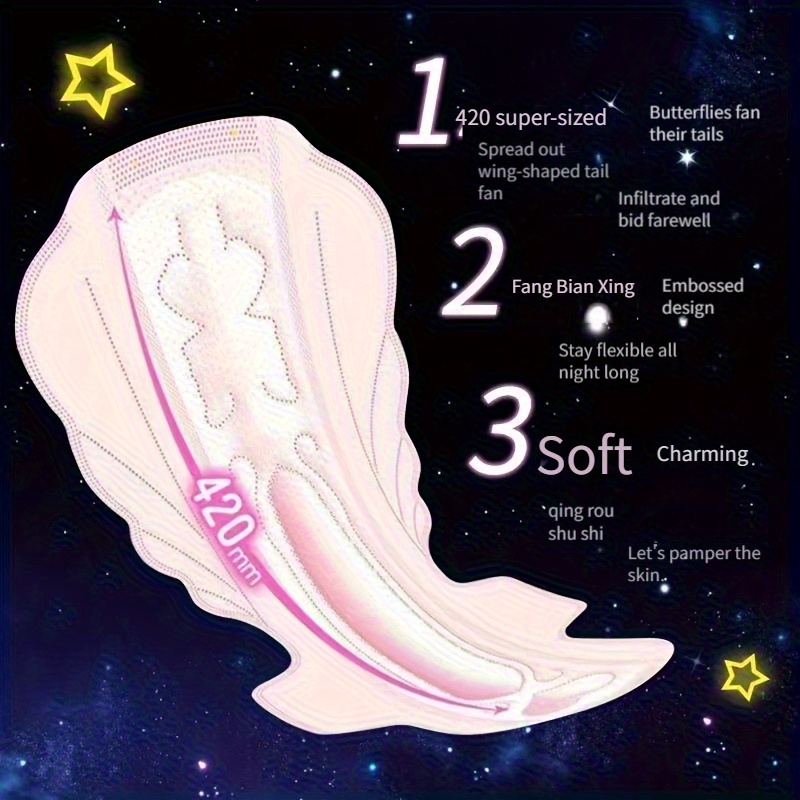 255mm Daily Night Use 290mm Widened And Thickened, Night Use 420mm Extra-long, Individually Packaged , Skin-friendly, Absorption, Overnight Protection, Breathable High-quality