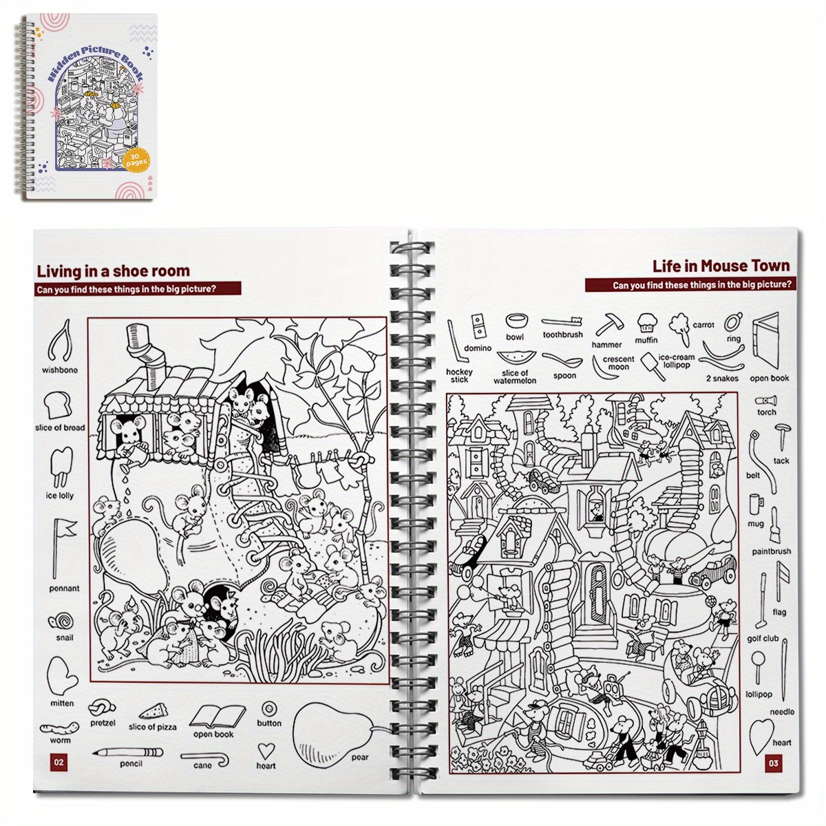 Image of 1pc Adult Hidden Picture Coloring Book For Relax & Relaxation - 60 Intricate Patterns With Detailed Illustrations, 9.84x6.92 Inches - Perfect Gift For Family, , Colleagues