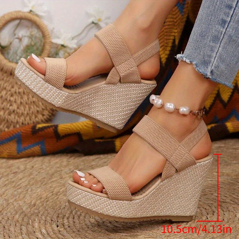Women'*/Beige Wedge Platform Mule Slippers-Like Dress Shoes Thick  Platform Heel (Wide Width *-Like-Real--Like-Look), Breathable Fabric Upper  &, Wide