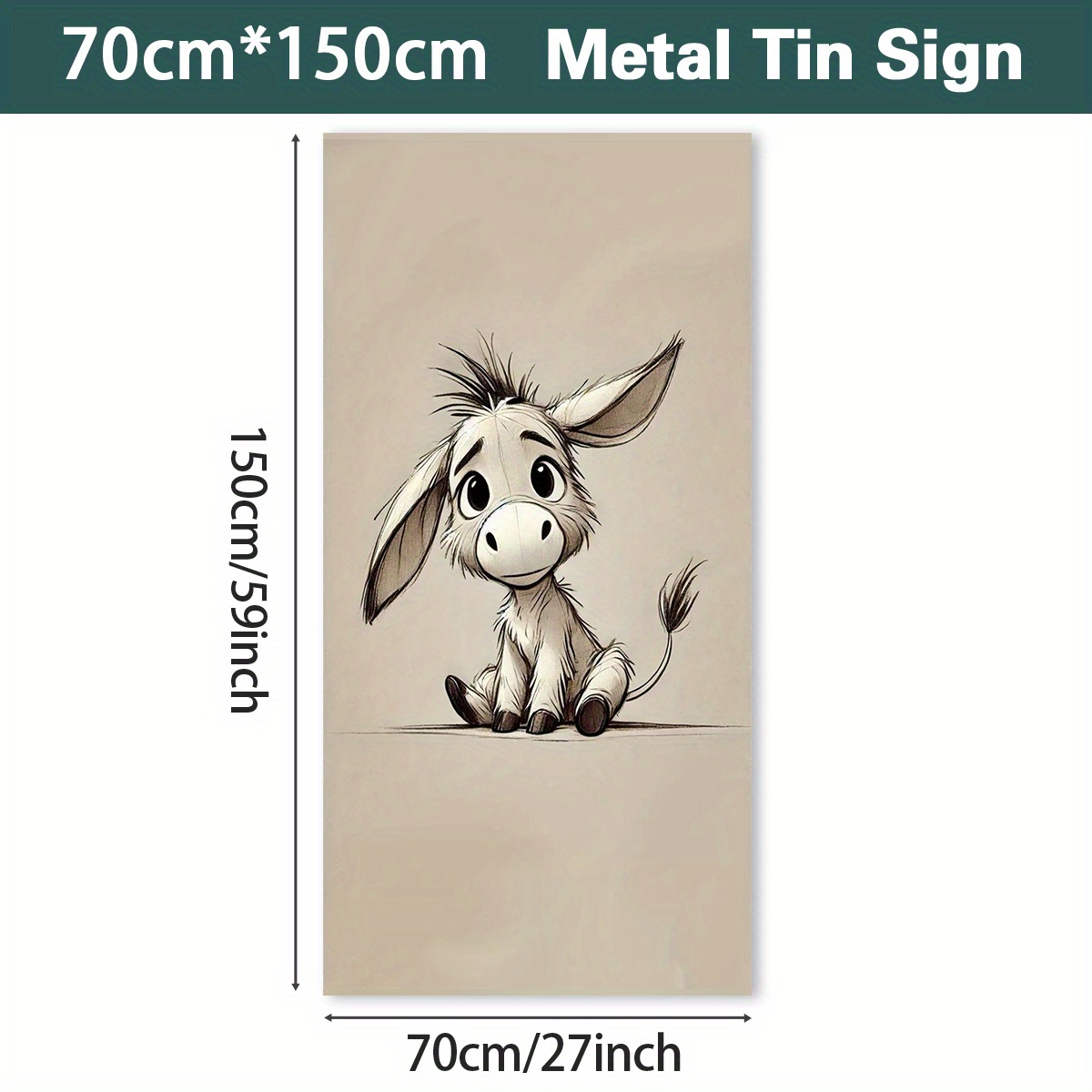Image of 1pc, Beach Towel, Single-sided Print, Rectangular 70x150cm, Cartoon Donkey Pattern, Soft Comfortable Durable Odorless, Suitable For Bathroom Kitchen Pool