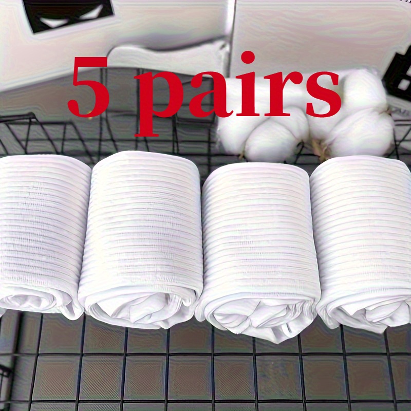 E-shop 5er-Pack hochwertige Herren-Sportsocken, mittellange Socken, komfortable Sportsocken für Frühling, Sommer und Herbst, weiße minimalistische
