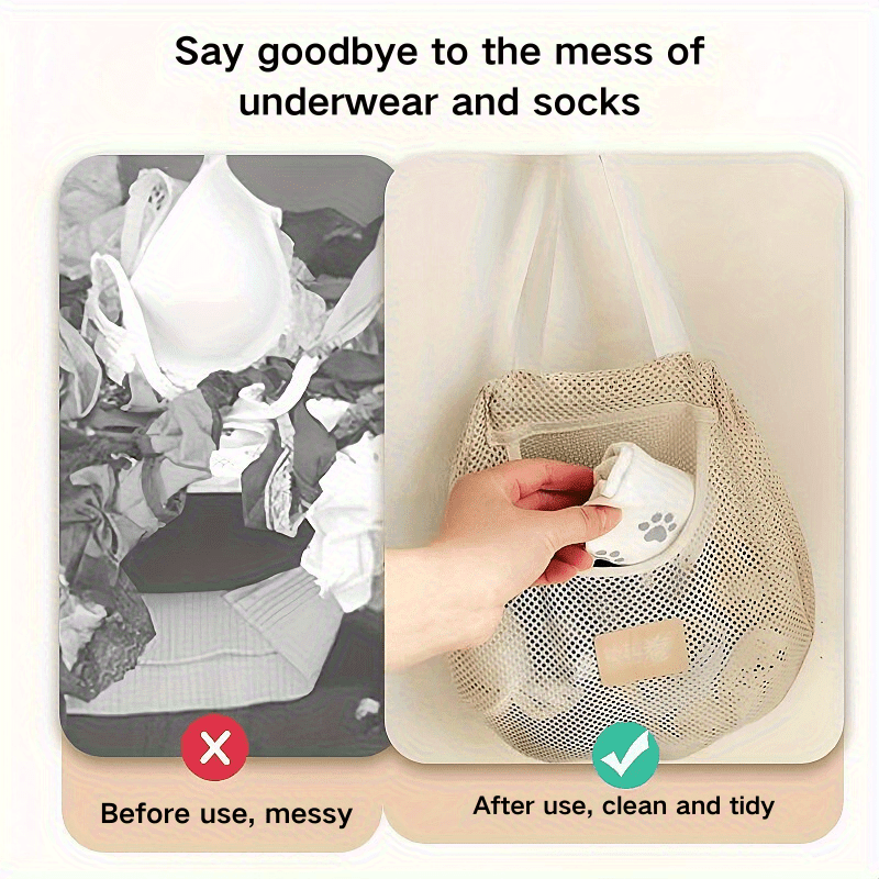 1 ud. Bolsa de almacenamiento japonesa de lona para colgar calcetines y ropa interior - Bolsa de almacenamiento para dormitorio sin diamantes, solución multifuncional para ahorrar espacio, adecuada para todo tipo de habitaciones