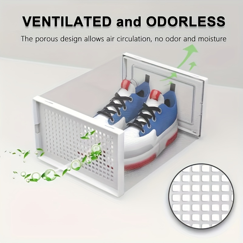 24 12 6pcs thickened transparent shoe box with lid foldable shoe rack stackable shoe rack free combination plastic sneaker saving storage organizer suitable for purposes such as entrance bedroom home Product details 9